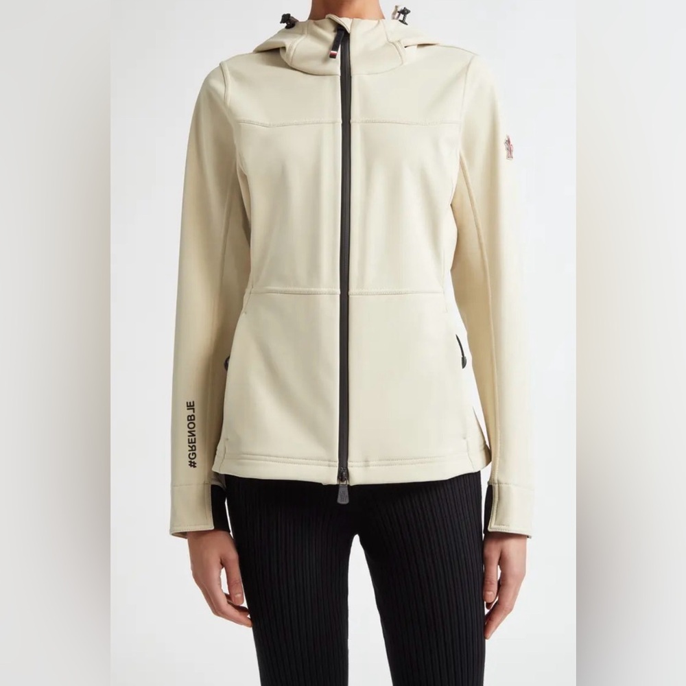 Moncler Women's Cream Hooded Utility Softshell Jacket SZ 0 NEW